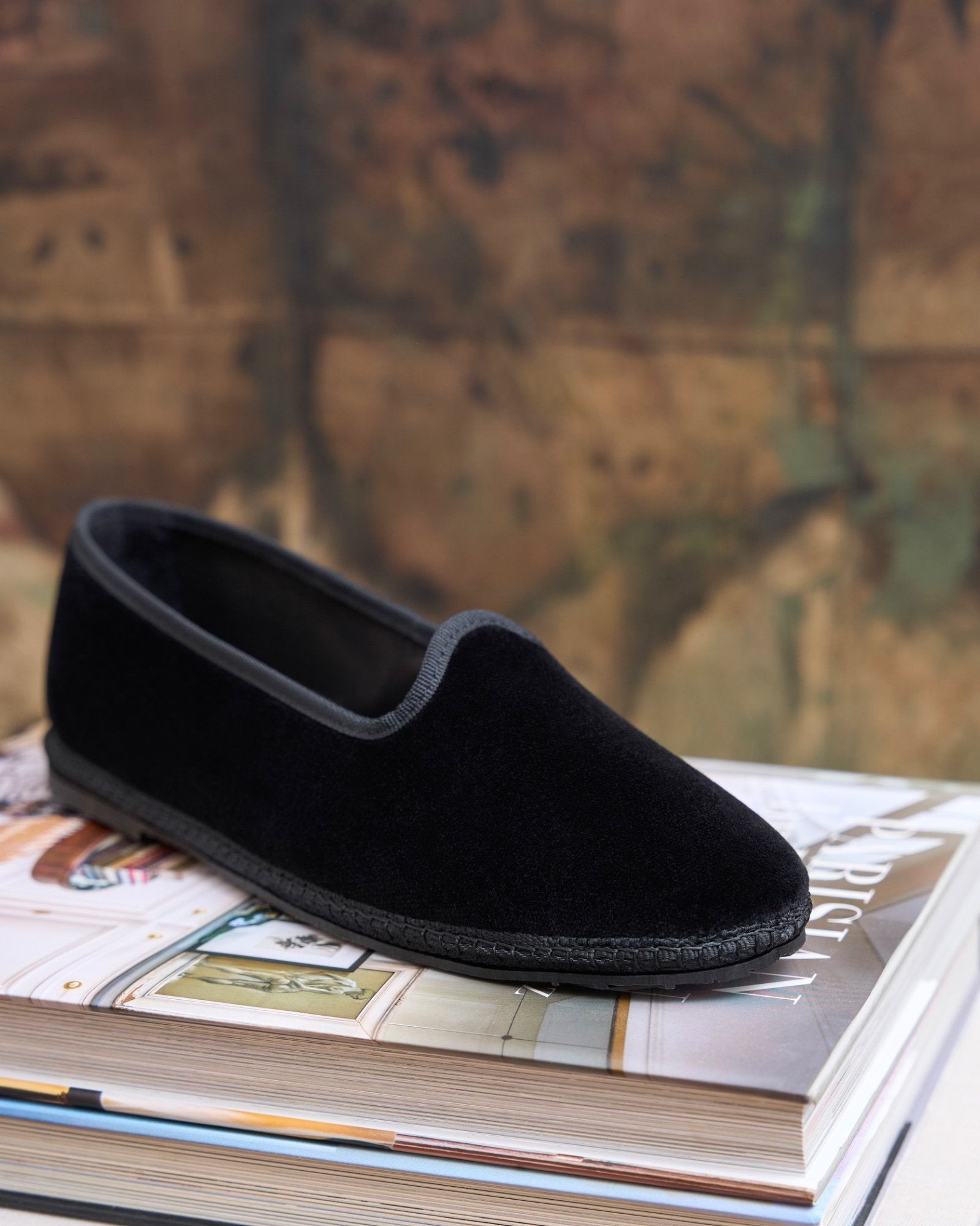 LA TRANQUILLINA friulane furlane veneziane nero black velvet flat shoes