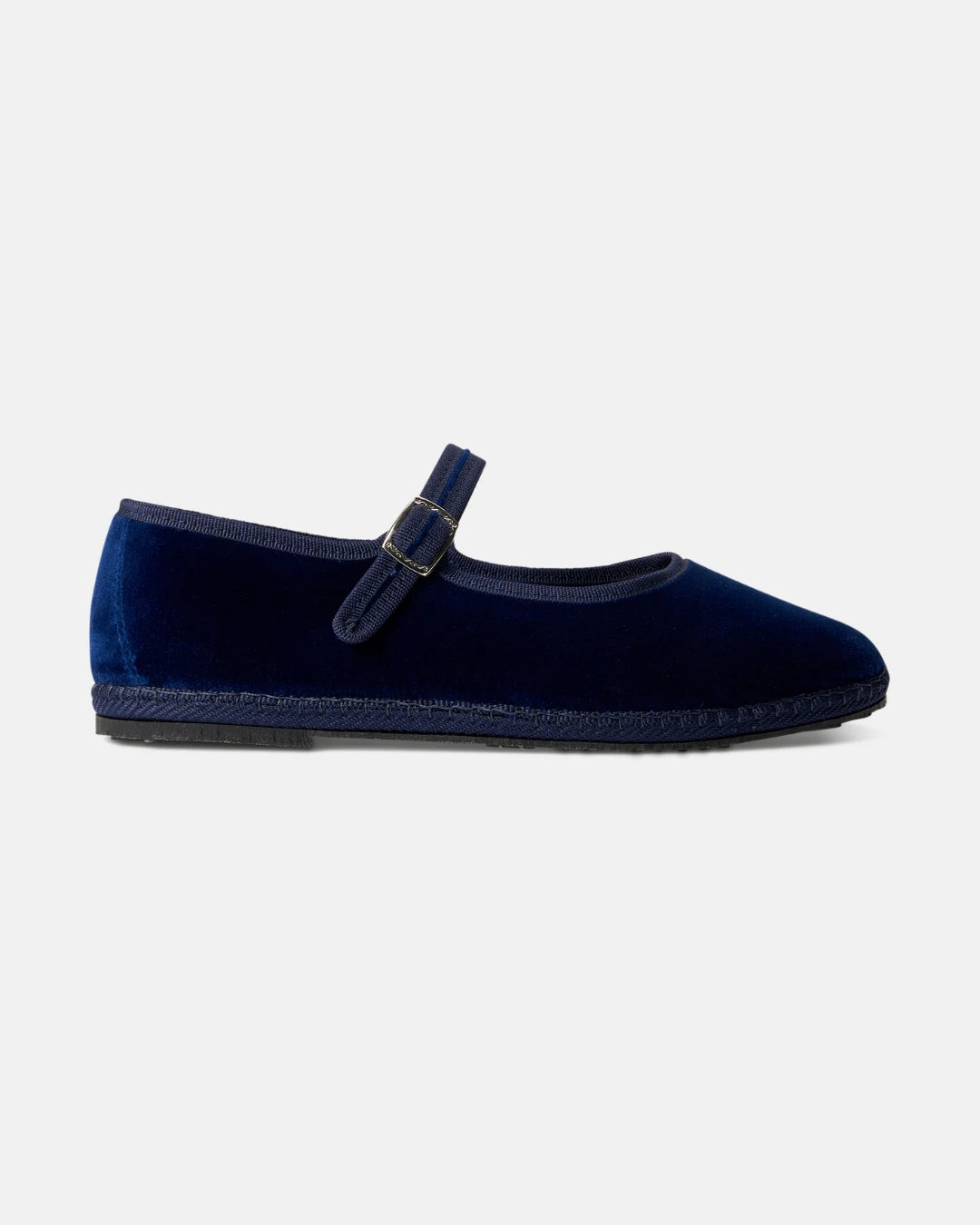 Blue velvet Mary Jane friulane shoes by LA TRANQUILLINA, side view