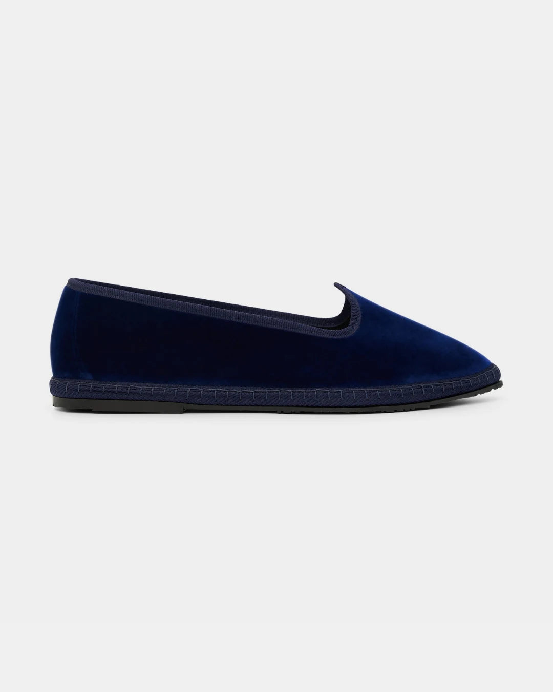 Blue pointed toe friulane shoes by LA TRANQUILLINA, side view