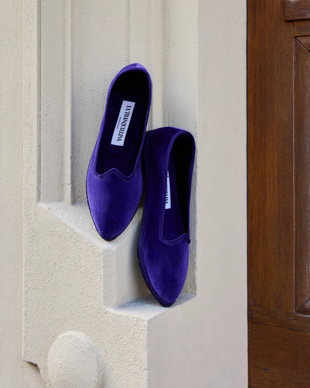 Purple LA TRANQUILLINA pointed toe friulane shoes in velvet