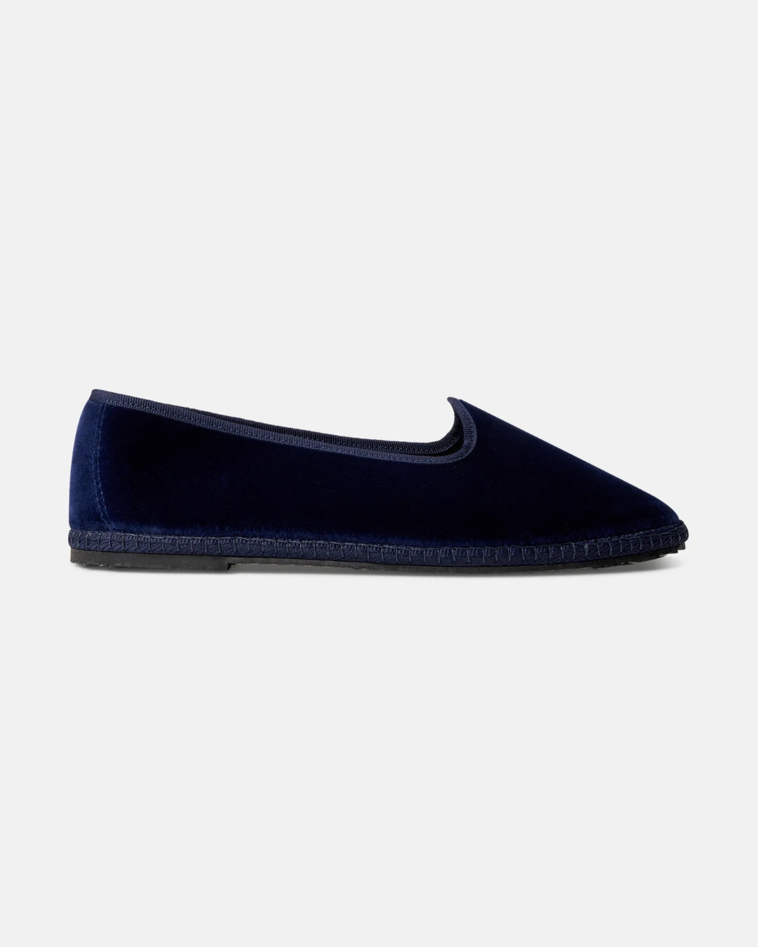 Blue velvet Rialto friulane shoes by LA TRANQUILLINA, side view