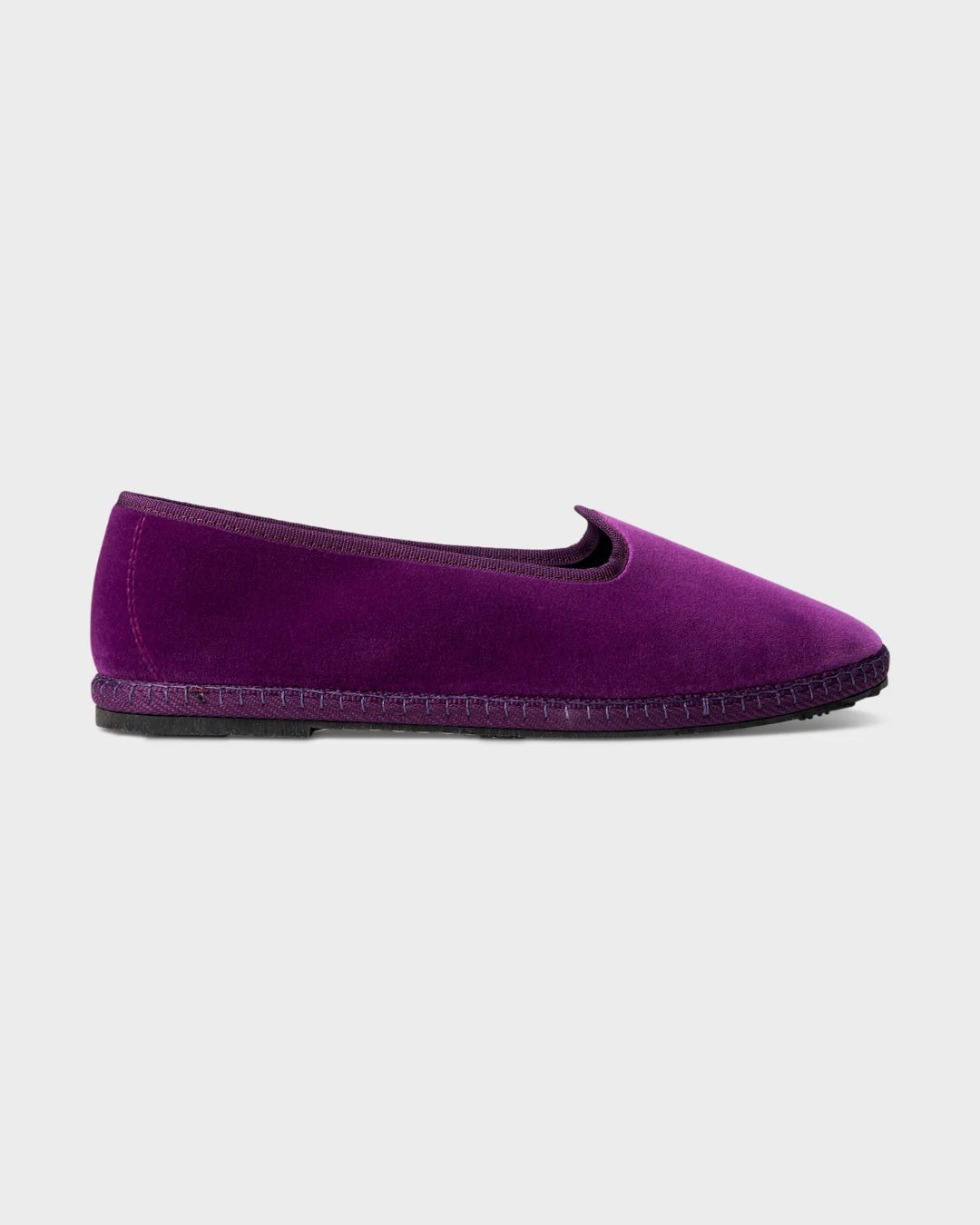 Purple velvet Rialto friulane shoes by LA TRANQUILLINA, side view