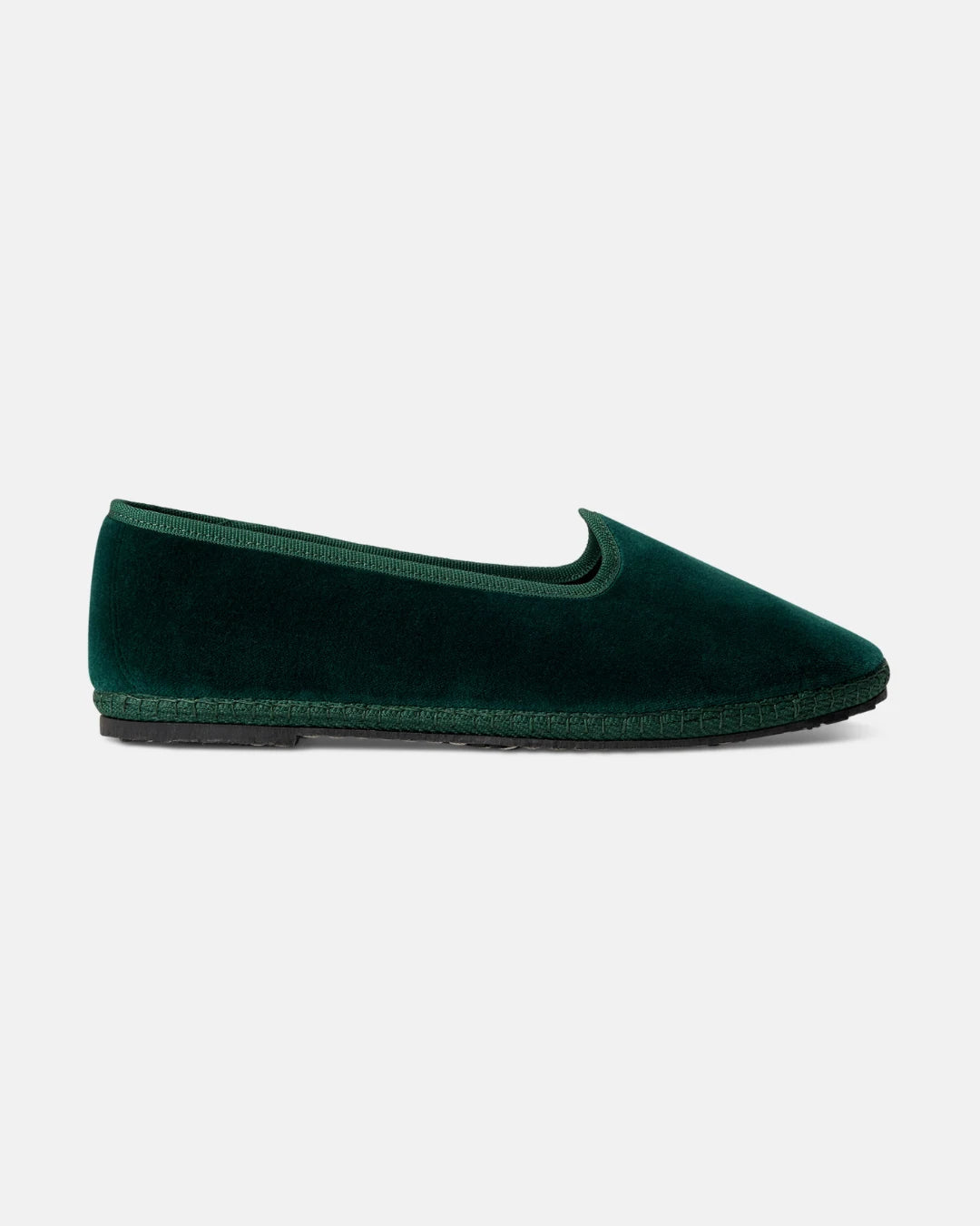 Green velvet Rialto friulane shoes by LA TRANQUILLINA, side view