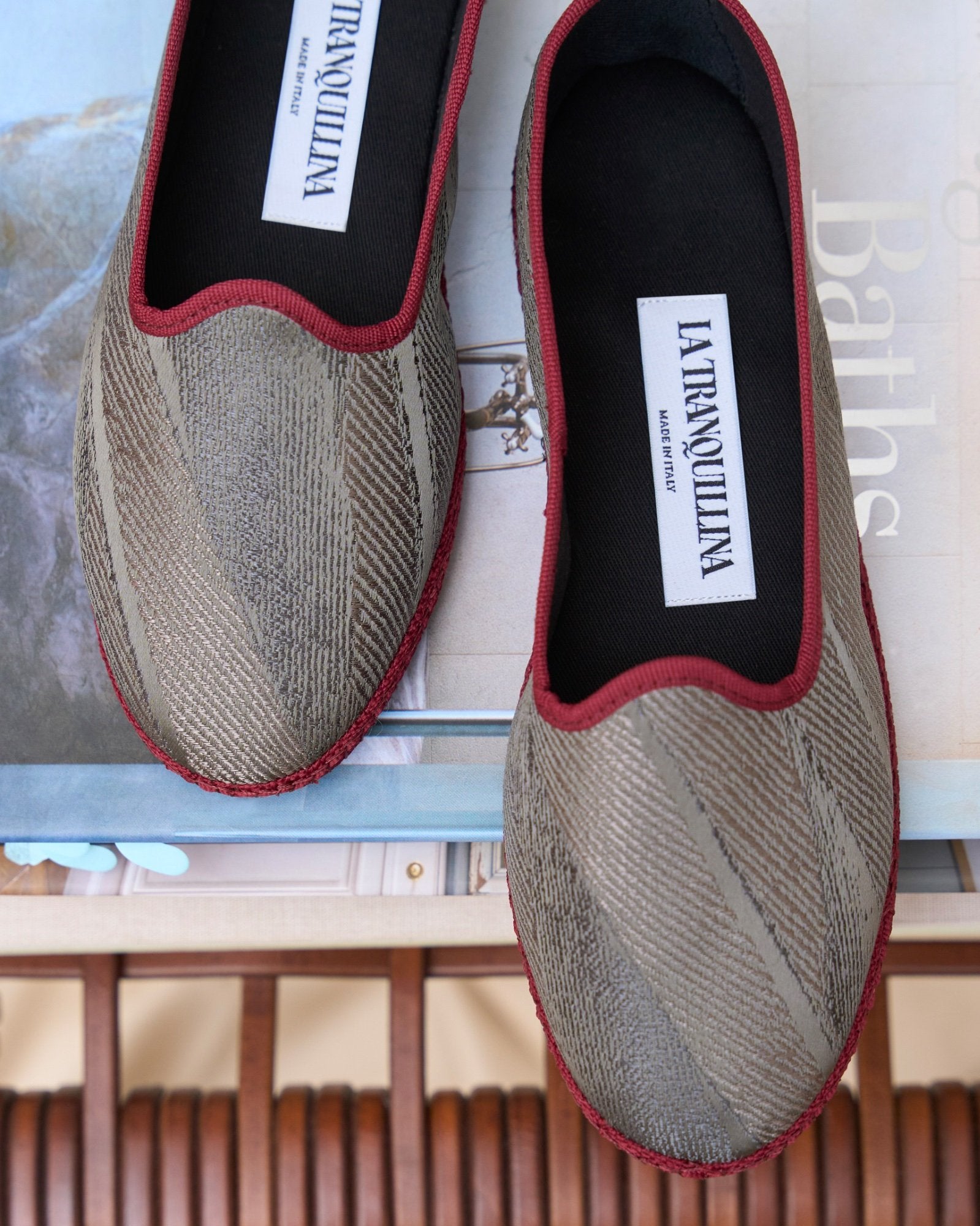 LA TRANQUILLINA friulane, furlane, Venetian slippers in Rubelli fabric, Italian shoes handmade in Italy