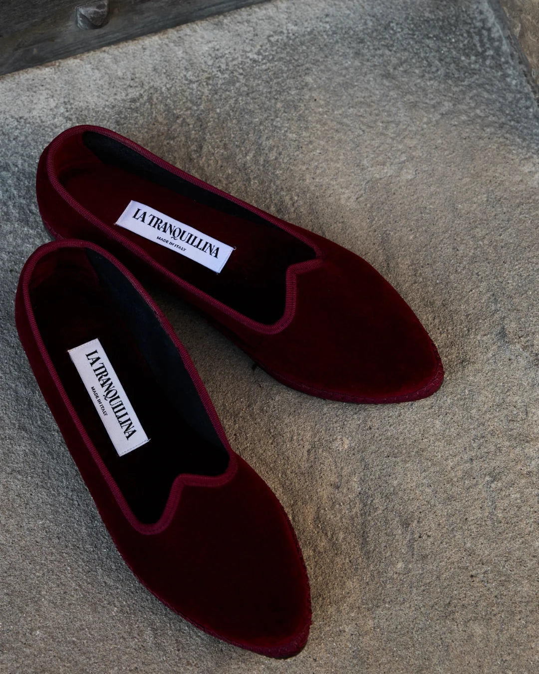 Bordeaux LA TRANQUILLINA pointed toe friulane shoes in velvet
